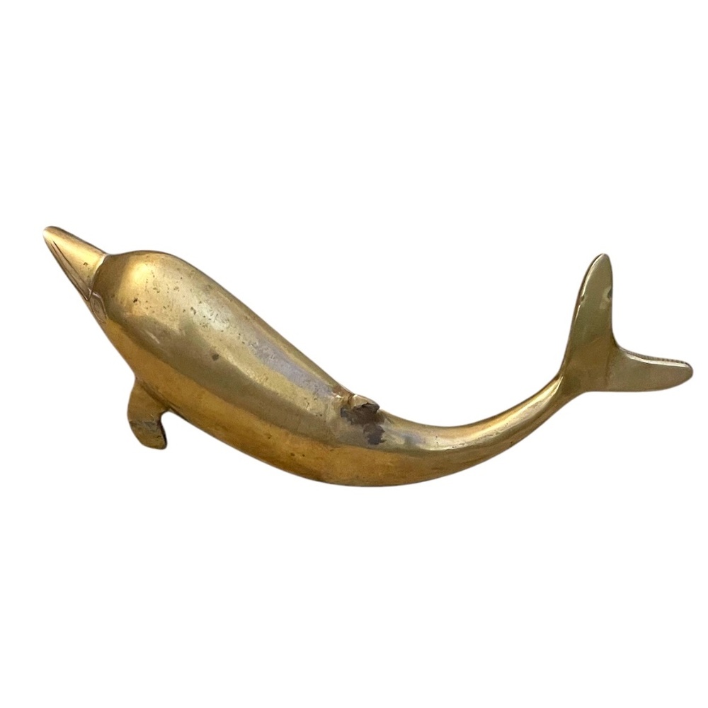 Vintage‎ Mid Century Modern Solid Brass Dolphin Figurine,